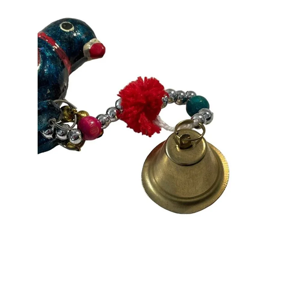 VTG Enameled Birds With Bells Beaded Christmas Garland 2 Strands MCM Colorful‎